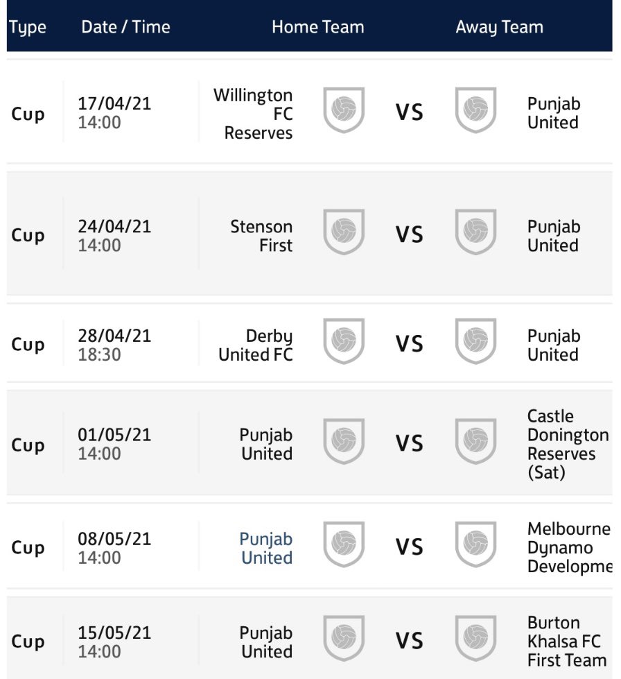 Our group and fixtures for the upcoming cup competition. Starting for us on 17th April v Willington Reserves