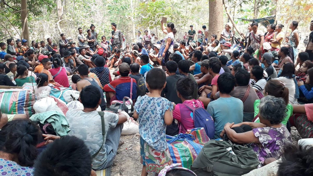 knuhq's tweet photo. #KNU is very troubled to hear the emerging news that local Thai authority is asking the civilians to return to their current IDP Camp, Ei Thu Hta. Tamadaw air attacked the area in the past few days. We call on the Thai authority to accept them on humanitarian grounds. Photos:KWO https://t.co/VoFlXdBKYO