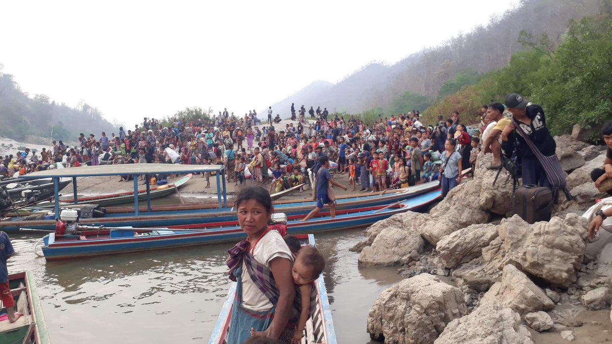 knuhq's tweet photo. #KNU is very troubled to hear the emerging news that local Thai authority is asking the civilians to return to their current IDP Camp, Ei Thu Hta. Tamadaw air attacked the area in the past few days. We call on the Thai authority to accept them on humanitarian grounds. Photos:KWO https://t.co/VoFlXdBKYO