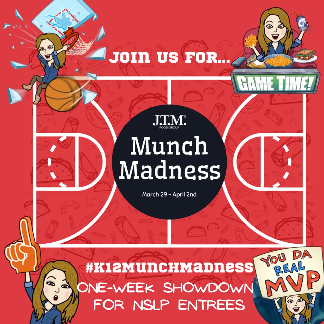 Alison_JTM's tweet photo. THIS WEEK, 3/29 - 4/2, is #K12MunchMadness Food Bracket in honor of @NCAAMARCHMADNES! Our NSLP Entree Contenders are Taco Meat, Mac &amp; Cheese, Cheese Sauce, and Breakfast Entrees! Join us in sharing recipes to determine the winners! @JTM_K12 @LisaJTMK121 @JoseDivaJTMK121 https://t.co/DvZJUdajib