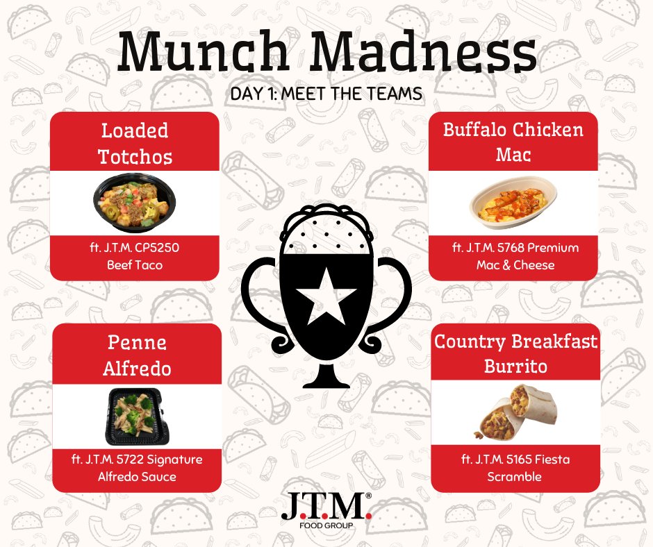 Alison_JTM's tweet photo. THIS WEEK, 3/29 - 4/2, is #K12MunchMadness Food Bracket in honor of @NCAAMARCHMADNES! Our NSLP Entree Contenders are Taco Meat, Mac &amp; Cheese, Cheese Sauce, and Breakfast Entrees! Join us in sharing recipes to determine the winners! @JTM_K12 @LisaJTMK121 @JoseDivaJTMK121 https://t.co/DvZJUdajib