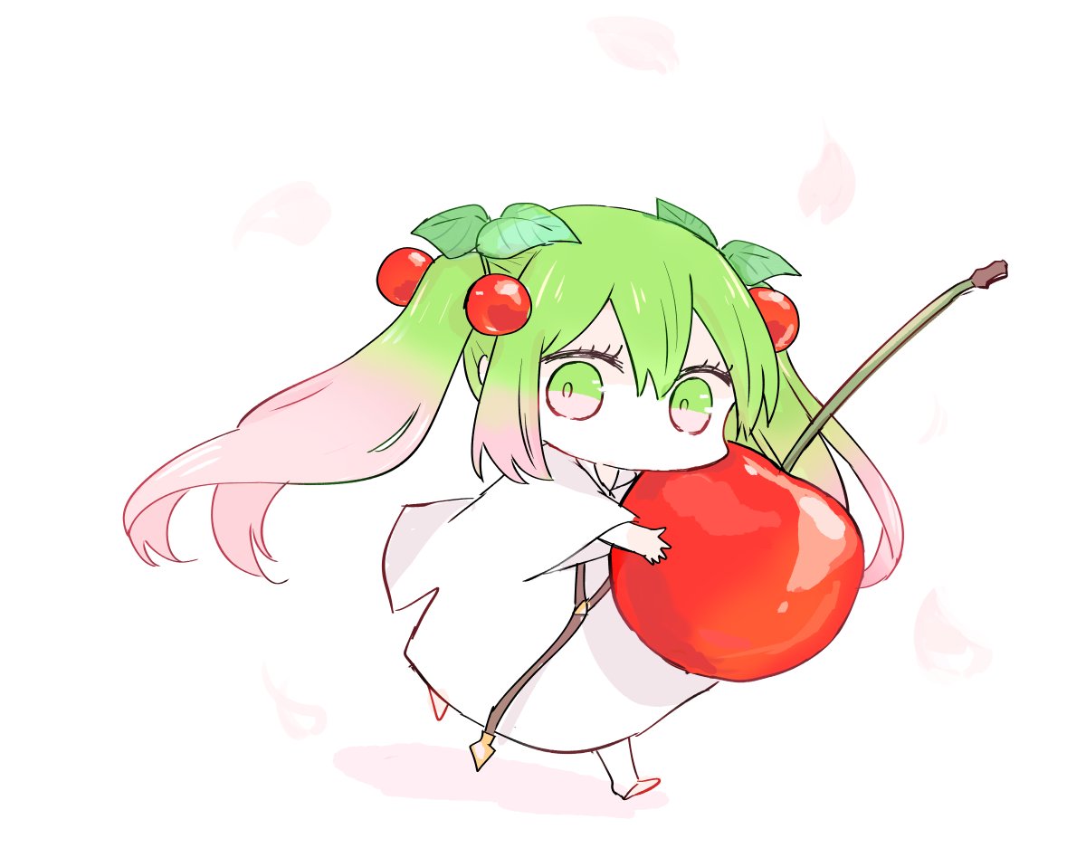 enkidu (fate) cherry hair ornament cherry food green hair food-themed hair ornament fruit twintails  illustration images