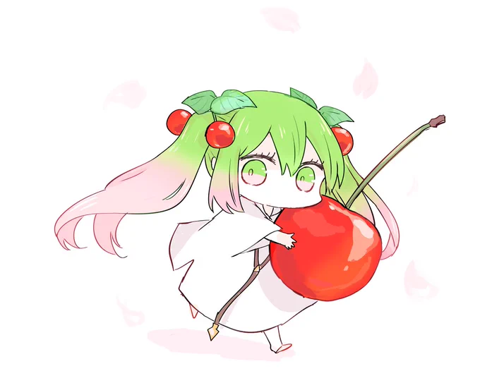 桜ミクちゃんのさくらんぼ髪飾りが可愛いのでドゥちゃにも付けてみました 