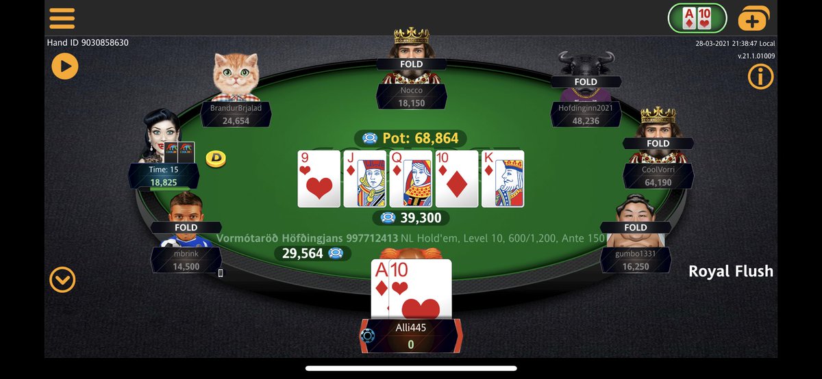 Royal flush á borði höfðingjans <a href="/kristjanoli/">Kristján Óli Sigurðsson</a> <a href="/CoolbetIsland/">Coolbet Ísland</a>