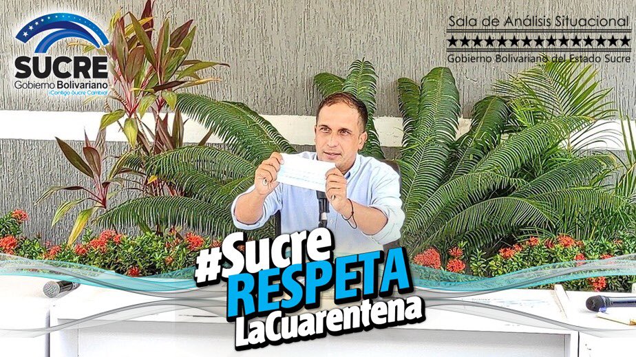#EnVivo|| Gdor del estado #Sucre @EdwinRojasM desde el programa @LaVozDeSucre_ 

“Tenemos que cuidarnos mucho todos. Porque la cepa brasileña es terrible, 7 muertos en una semana”

Usa el tapabocas 😷 !!

@NicolasMaduro @dcabellor 

 #CuídateDeLaCovid19 #SucreRespetaLaCuarentena