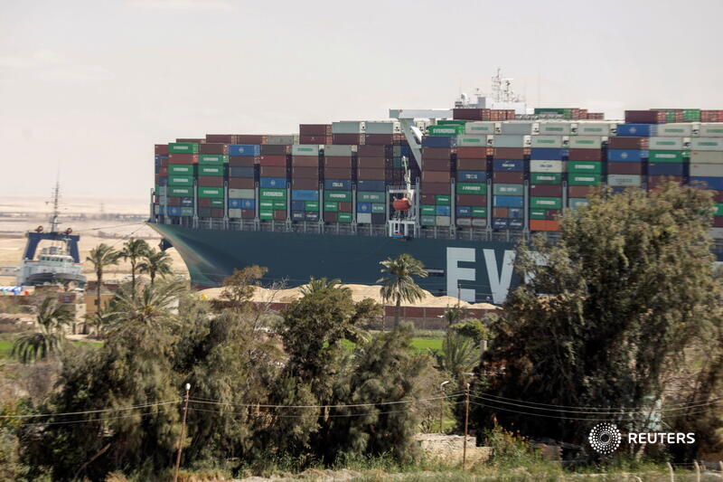 Reuters's tweet photo. Traffic resumes in the Suez Canal after the Ever Given is re-floated, Egypt's Suez Canal Authority chairman says https://t.co/OSOucKWbcG https://t.co/7kQUO2xSZv