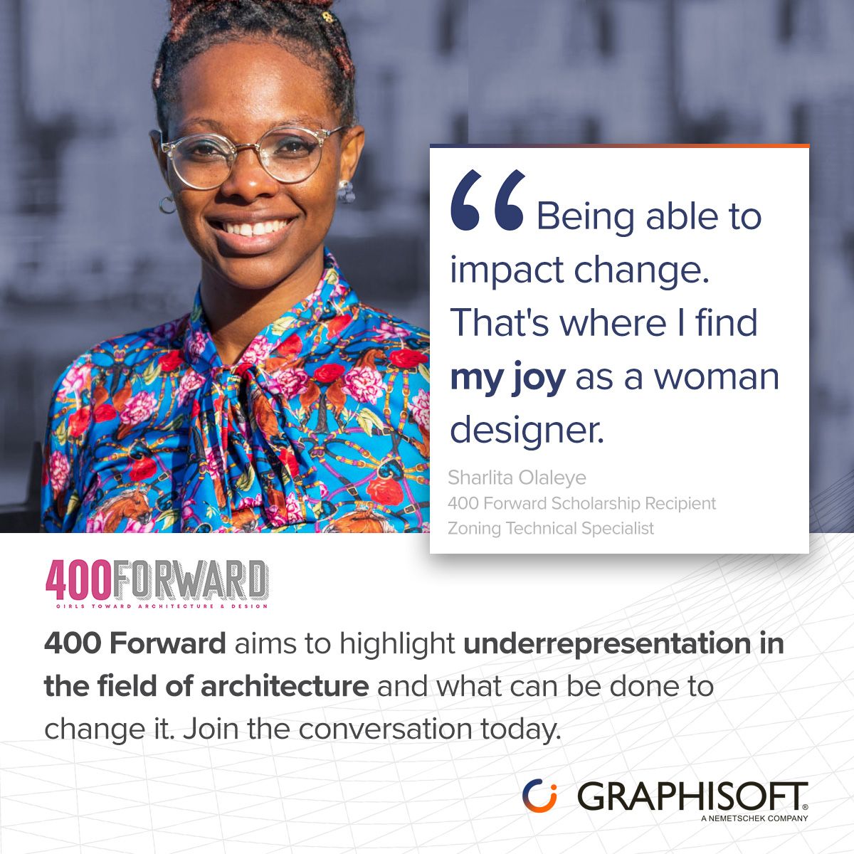 #400Forward supports women seeking ways to impact change on a community level so they can become licensed professionals. Hear from a beneficiary of this #mentorship program in our #WomensHistoryMonth2021 recorded interview, coming soon! #ForwardwithGRAPHISOFT @TiffanyB_313