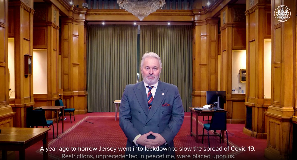 GovJersey's tweet photo. In order to mark the one-year anniversary of Jersey’s Lockdown, The Bailiff, Mr Timothy Le Cocq, will be requesting a one minute silence to be observed at 12:00 tomorrow, Tuesday 30 March. 

➡️ Watch the video here: https://t.co/Tylxq9GiP2 https://t.co/Go3gE3cGa5