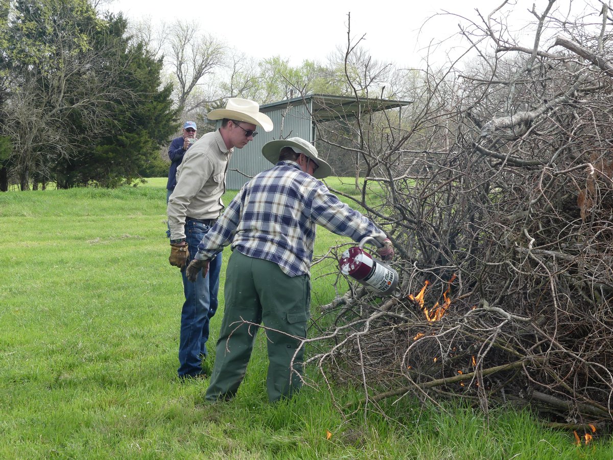 anr_co's tweet photo. Had a great time at our 1st brushpile building & burning demonstration on Sat! We had 24 folks join us in discussing using brushpiles for #wildlife & #quail habitat, #burning regs, #wx forecasts, & some hands-on driptorch time. Photos via T. Patterson. @txextension @ChaseTBrooke1 https://t.co/dGO8NKMXCC