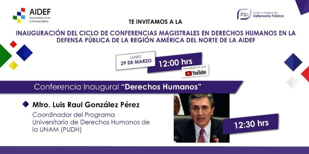 formacionddhh's tweet photo. 📣Acompáñanos hoy a la inauguración del Ciclo de Conferencias Magistrales en Derechos Humanos en la Defensa Pública de la Región América del Norte de la AIDEF⬇️ Estará como panelista @segoviaml, Defensora General del @MDP_py.  @Tania_Abdo 
🕘14:00
🌐https://t.co/y6b0UCMjAe https://t.co/c8qqsVbPRf