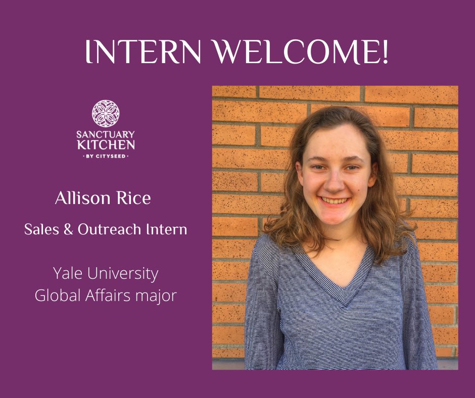 SanctuaryKitCT's tweet photo. We welcome students to be partners in our mission as they gain skills & experiences to enhance their education through community involvement.
Meet Allison Rice, Sanctuary Kitchen Sales & Outreach Intern from @yale. @CitySeedNH #kitchenwithoutborders #withrefugeesandimmigrants https://t.co/wkjGfdlG4h