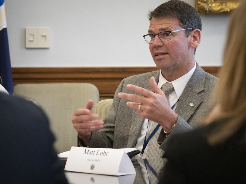 FarmTheCountry's tweet photo. Matt Lohr served as Chief of the @USDA_NRCS. He returned to his #farm in Virginia where he remains active in farm and #conservation efforts. Today, we'll hear what changes we can expect at NRCS and farm programs.
https://t.co/3Wed0xXwQR

[Photo: AgriPulse] https://t.co/lFN1Nt7s1h
