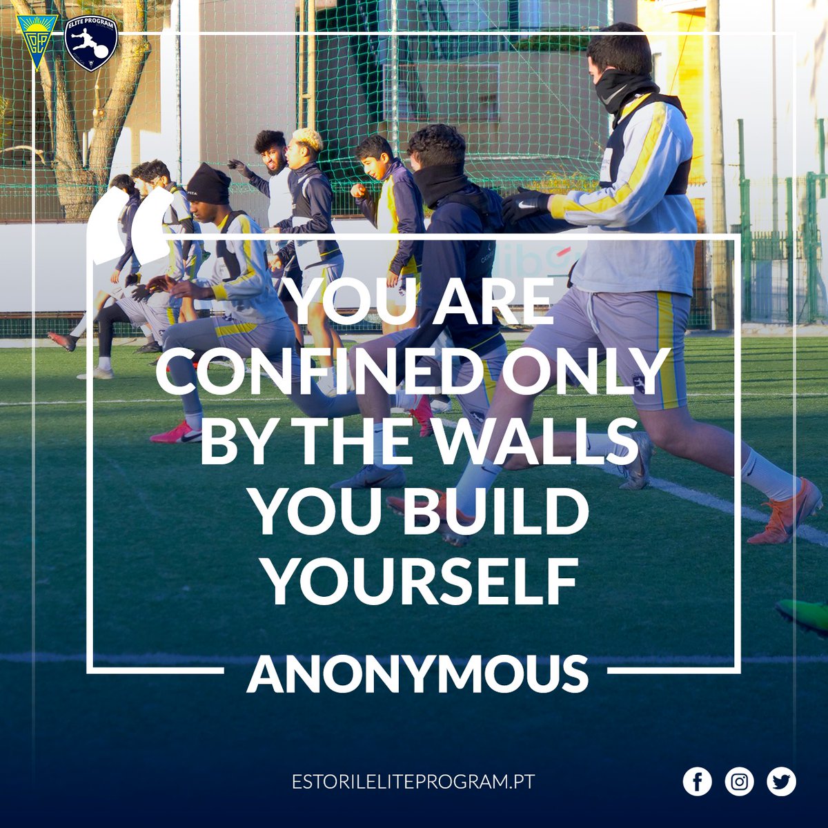 EstorilElitePro's tweet photo. In Portugal, we're still in a State of Emergency 🇵🇹

Let that be the only wall that confine you and follow your dream! ⚽️

Have a nice week! 😃 #MondayMotivation #EstorilEliteProgram #GoForIt https://t.co/VPjcJCgQqo
