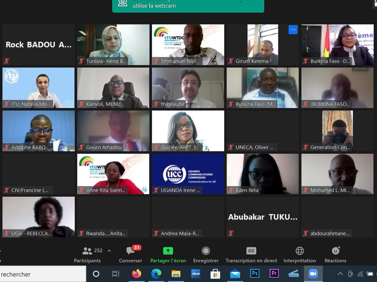 Présidant la cérémonie d’ouverture de la 2ème réunion virtuelle africaine préparatoire en vue de la CMDT-21, la Ministre Hadja OUATTARA/SANON du Burkina Faso a appelé ce 29 mars 2021, à des actions fortes pour une réduction de la fracture numérique en Afrique.