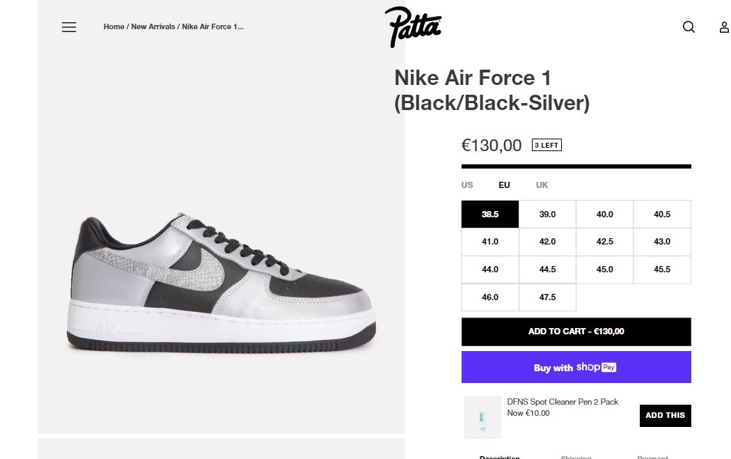 more_sneakers's tweet photo. AD : Nike Air Force 1 B Reflective Snakeskin
LATE DROP on Patta including small sizes
=>https://t.co/wC0jK74OUF https://t.co/slBJSY5rTh