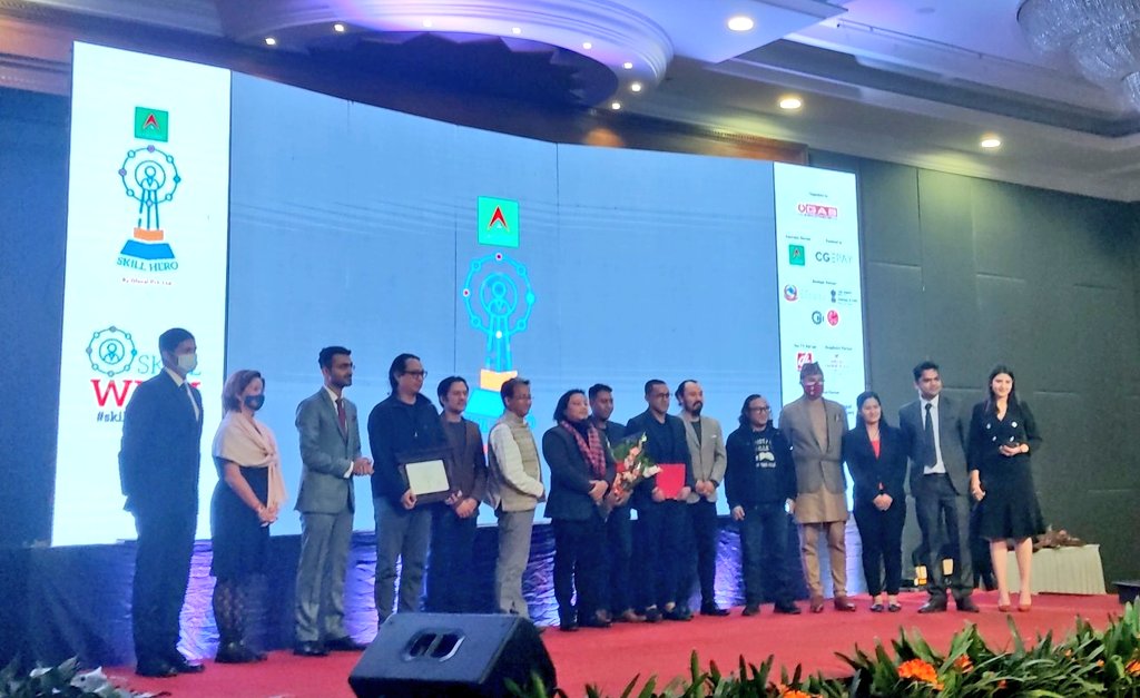 officialgauravk's tweet photo. @KutumbaOfficial band being recognized as Arts & Culture
#NabilSkillHero award ceremony #SkillWeek2021 #Skills2Grow4Life
@glocalnepal @G_AfterSchool https://t.co/Pav90j0PVu