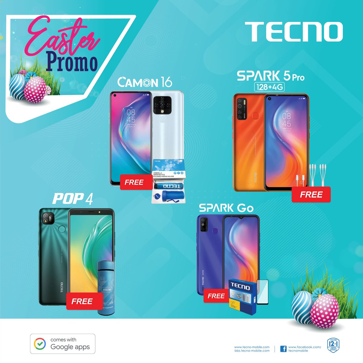 TecnoMobileGH's tweet photo. Hello T-Fans💙 Win freebies this Easter🎉.
From 1st to 10th of April, Get egg-stra exciting gifts when you buy #CAMON16, #SPARK5PRO(128+4G), #SPARKGO and #POP4.
Don't miss out!
✓RR Prices✓
Camon 16 - GHS 995
Pop4 - GHS 479
Spark Go - GHS 590
Spark 5 Pro (128+4G) - GHS 869 https://t.co/x03W1VoEGI