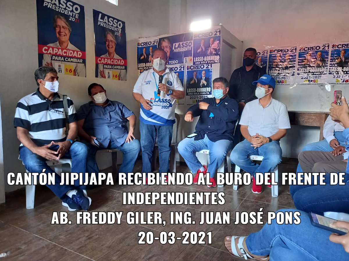 IndConLasso's tweet photo. Recorrido de trabajo con dirigentes de MUSE, CREO, PSC e Independientes Amigos de @LassoGuillermo en Jipijapa, 24 de Mayo, Olmedo y Santa Ana acompañó el Ing. Juan José Pons, @panchojimenezs, Dr Irisarry Macías, Ab Freddy Giler.
#EncontremonosParaLograrlo 
@KAROLURIBEVELEZ https://t.co/LK87QQQbKW