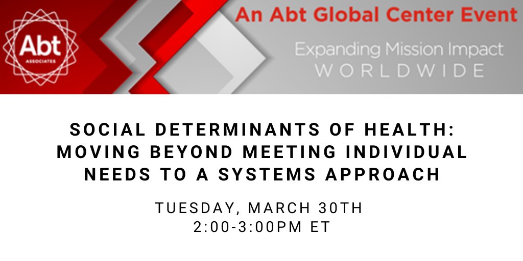 AbtJustice's tweet photo. Join us on tomorrow! John Auerbach of @HealthyAmerica1 will discuss steps needed to shift to a systems approach to addressing the Social Determinants of Health.

REGISTER HERE: https://t.co/CZCAmbTz0f https://t.co/RSC9xfdOMv