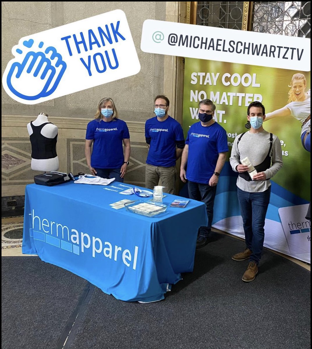 Big thank you to @13whamtv @foxrochester with @MSchwartzWHAM  for featuring @thermapparel on Good Day Rochester this morning! #MS #multiplesclerosis #msawareness #msawarenessmonth #gooddayrochester #thermapparel #coolingvests #foxrochester