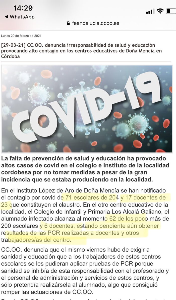 _MaestraCarmen's tweet photo. @CelaaIsabel Aula abiertas mientras nos contagiamos el 40% del claustro por la cepa británica. Superaré el COVID en los días de Semana Santa pero no superaré la pena tan grande por habernos dejado abandonados. https://t.co/RcNf0ACgh5