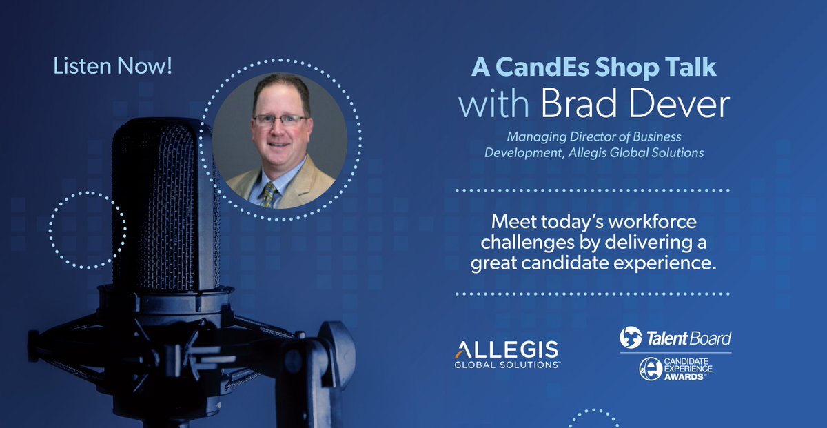 Companies are looking for #workforce solutions that provide flexibility and scalability. In this new <a href="/TheCandEs/">The CandEs</a> podcast, <a href="/AllegisGlobal/">Allegis Global Solutions</a>’s Brad Dever shares fresh perspectives on candidate attraction, retention, measuring success and more. Listen in here: hubs.ly/H0HXQ5v0