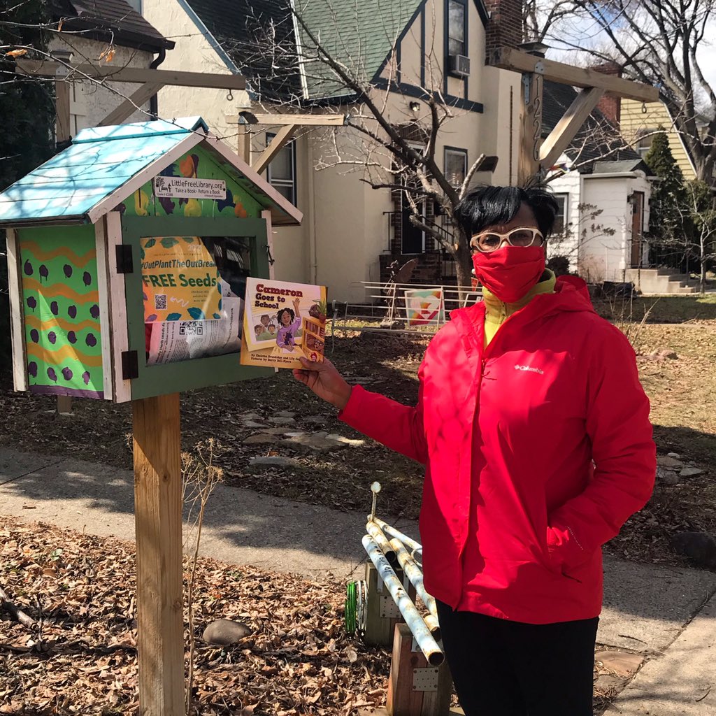 DrArtikaTyner's tweet photo. Happy Reading! I am excited to support @littlefreelibrary Read in Color. I am enjoying the beauty of spring while sharing a wonderful book- Cameron Goes to School.
Thank you @ShelettaIsFunny for donating your books.
#missfreedomfighteresquire #ppgj #autismawareness #kidlit https://t.co/U7SpdDRzVg