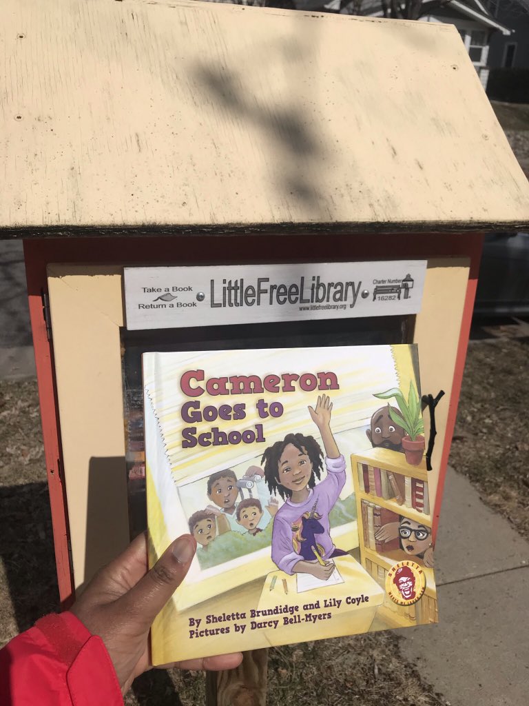 DrArtikaTyner's tweet photo. Happy Reading! I am excited to support @littlefreelibrary Read in Color. I am enjoying the beauty of spring while sharing a wonderful book- Cameron Goes to School.
Thank you @ShelettaIsFunny for donating your books.
#missfreedomfighteresquire #ppgj #autismawareness #kidlit https://t.co/U7SpdDRzVg
