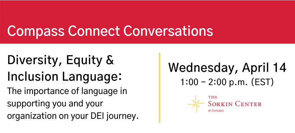 compassprobono's tweet photo. Join #CompassConnectConversations on April 14 at 1pm ET - The importance of Language to support your #DEI journey with:
- @drloniethinks CDO @Healthcare_ABC
- @drjenniferlove Supv Language Access & Engagement @pgcps
- @DwayneWharton Founder @StrategiesJust
https://t.co/WWN7lZvuHZ https://t.co/R5ZfMI0VzR