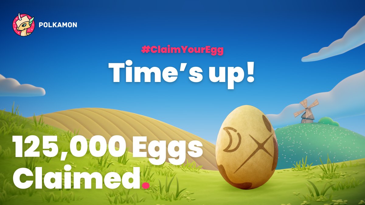 protocolmon's tweet photo. ⏰ Time's up! The #ClaimYourEgg contest has officially ended. No more eggs can be claimed.

Thank you to the more than 125,000 people who took part in this historic event. Together we're making #NFT history!

In 2 hours we will be sharing a link to check if you've won. Good luck! https://t.co/zrDKEgTElj