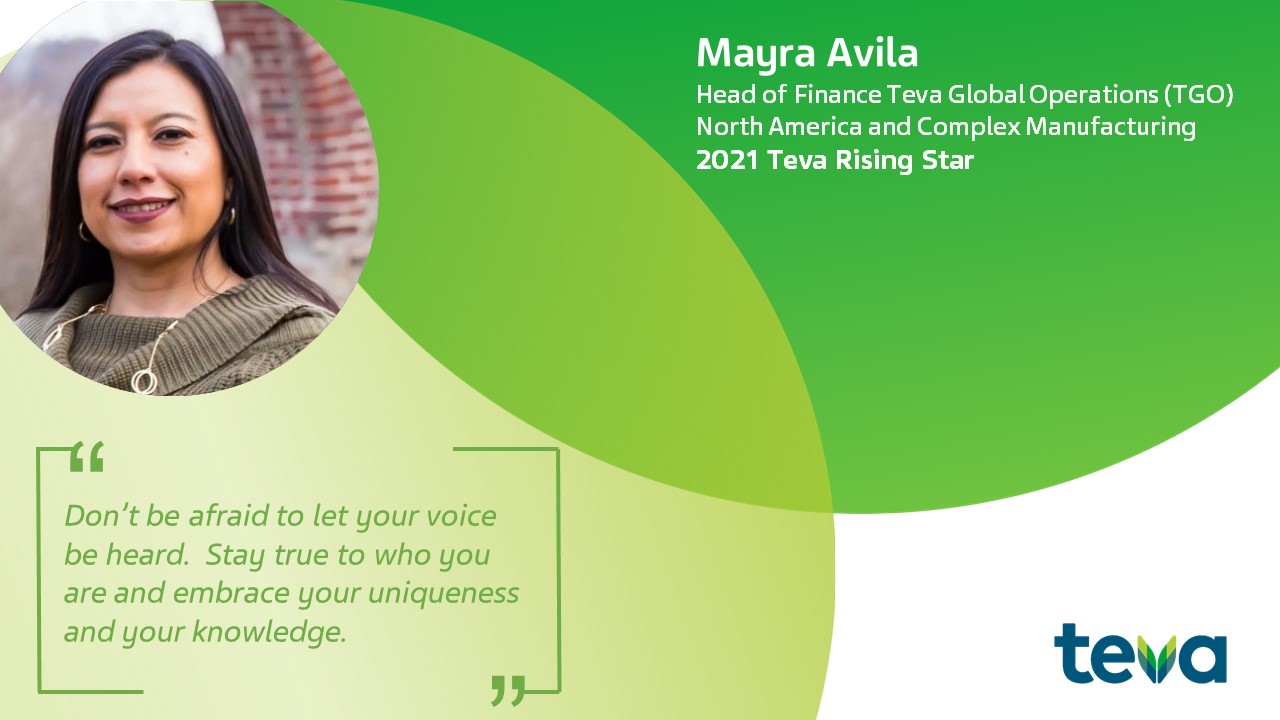 voks Håbefuld kuffert Teva Pharmaceuticals on Twitter: "Teva Global Operations NA and Complex  Manufacturing Finance Leader Mayra Avila shares how she confronted a  challenge head-on to find her voice. Read her story and learn more