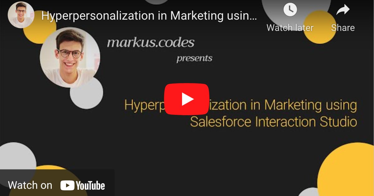 Some content can simply be better delivered through video 📹 That’s why I started my own YouTube channel dedicated to “All things Salesforce Marketing Cloud” 🚀

Don't miss any videos, so please subscribe! 🔔

Channel 👉 youtube.com/channel/UCnGB6…
Blog 👉 markus.codes/2021/03/26/mar…