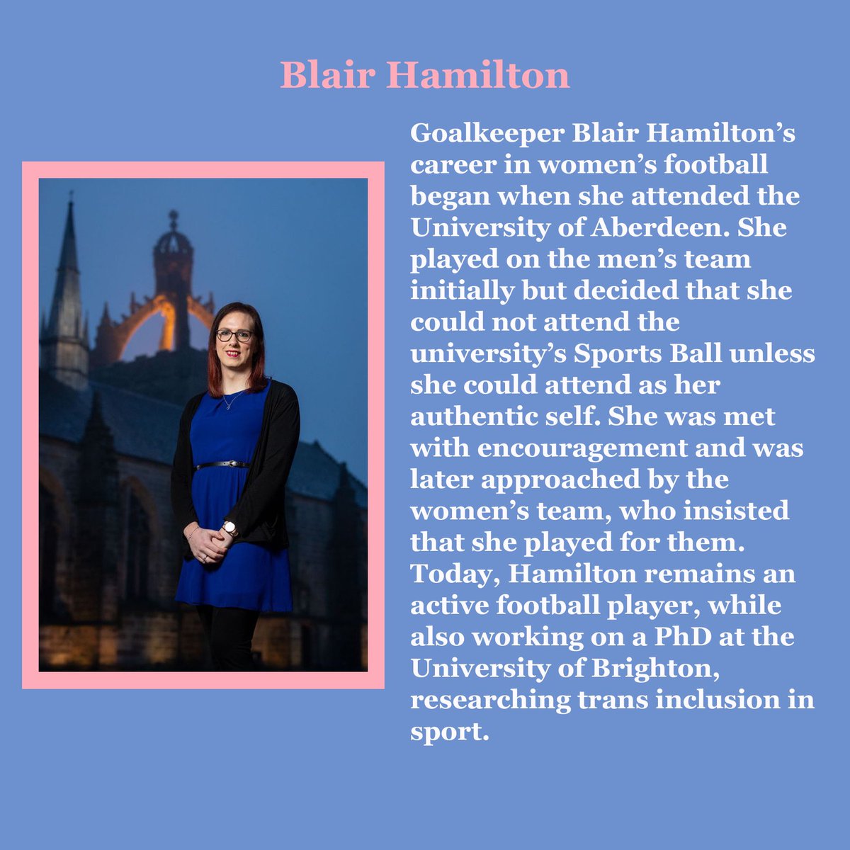 ObanPride's tweet photo. Day 2 of #TransWeekofVisibility 🏳️‍⚧️! Today we’re looking at just a few of the trans trailblazers in the sports scene 🏊‍♂️⚽️🏀 #TWOV #OPsupportTrans https://t.co/b5v0ZlJK3J