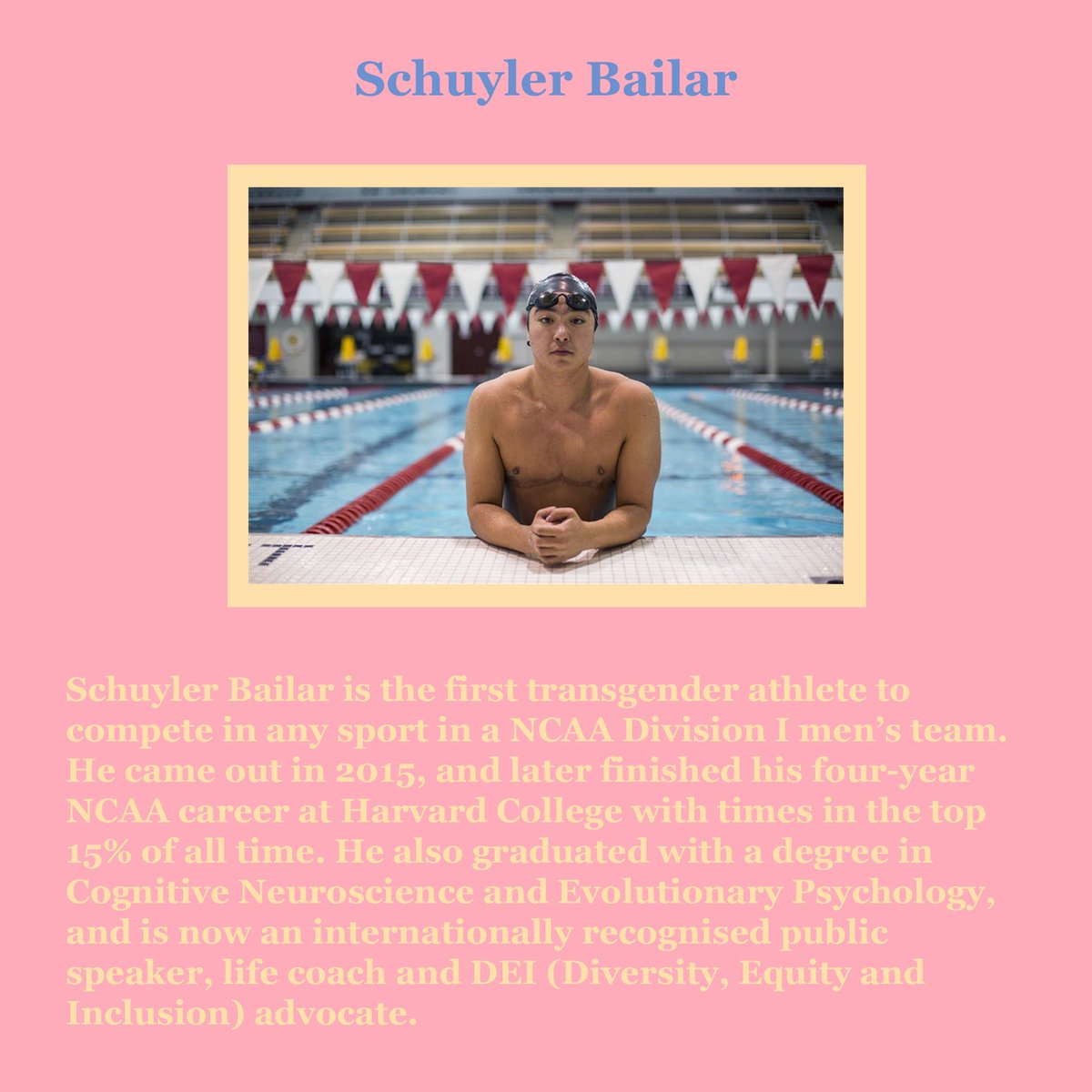 ObanPride's tweet photo. Day 2 of #TransWeekofVisibility 🏳️‍⚧️! Today we’re looking at just a few of the trans trailblazers in the sports scene 🏊‍♂️⚽️🏀 #TWOV #OPsupportTrans https://t.co/b5v0ZlJK3J