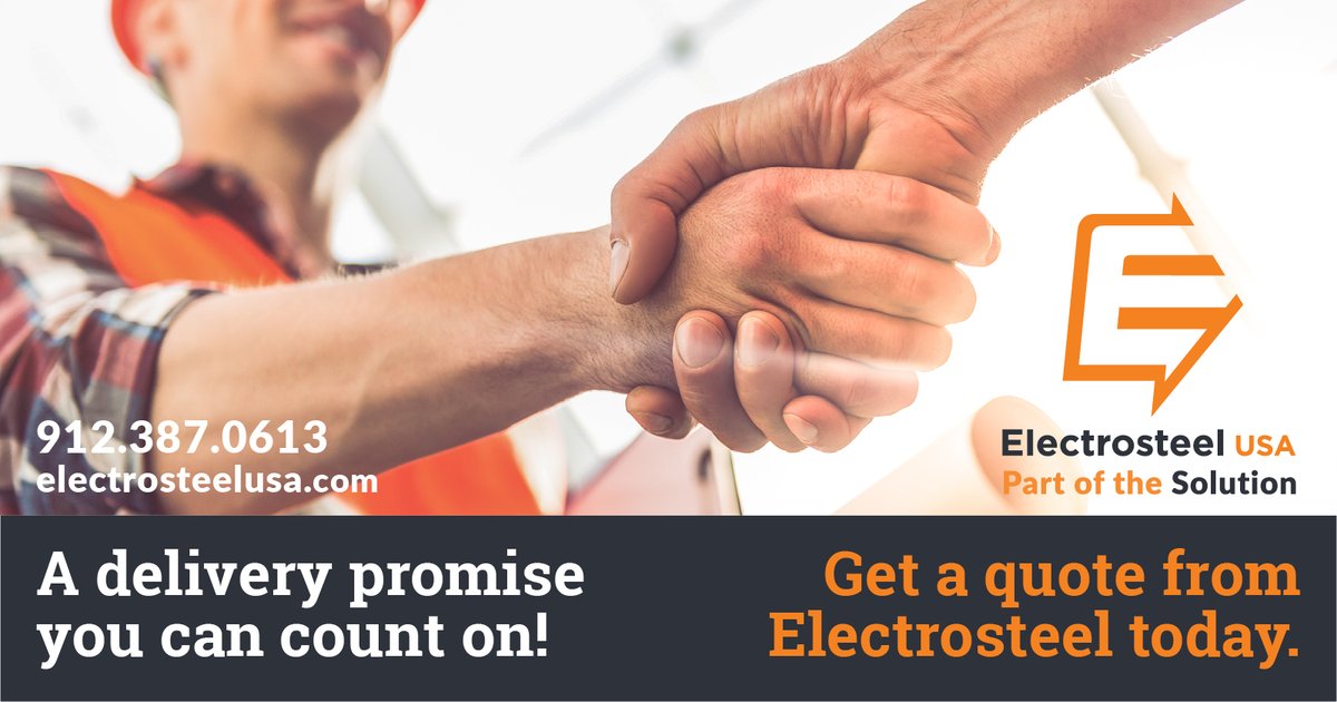 ElectrosteelUSA's tweet photo. We take our commitments to customers very seriously. In the past 10+ years, we have not missed a single promised delivery window. https://t.co/gd3uzsYKNL
#OnTimeDelivery #DeliveryPromise #CustomerSatisfaction #ElectrosteelUSA https://t.co/xAGEac42sf