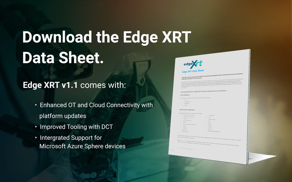 IOTechSystems's tweet photo. Download Edge XRT updated datasheet.

Learn more about the new features of #EdgeXRT v1.1 - the #timecritical, #smallfootprint and #lowlatency #softwareplatform

https://t.co/AE2z4nKGWF
#IoT #edgecomputing #edgex #iotech @EdgeXFoundry #microsoftazure #deviceconfiguration #aws https://t.co/VGmKwCcok3