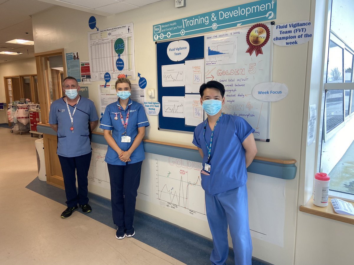 More fantastic work by ward 32’s #fluidvigilanceteam this week following PDSA cycle 1 focusing on addressograph labels on fluid balance charts! The nurses and HCAs have worked extremely hard, improving the total average of #Golden5 elements from 2/5 to 3/5!!