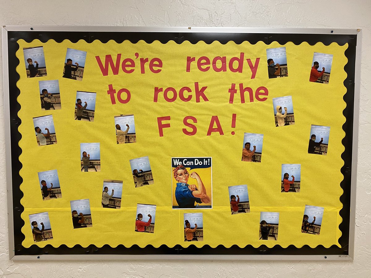 a_maddox27's tweet photo. This is always my favorite bulletin board of the year! We have worked so hard and are ready to show our power by rocking this FSA! 💪🏼@southgradepbcsd @pbcsd #statetesting #FSAready #4thgrade #wecandoit #teachertwitter #education #edutwitter https://t.co/qhNFo0EqLg