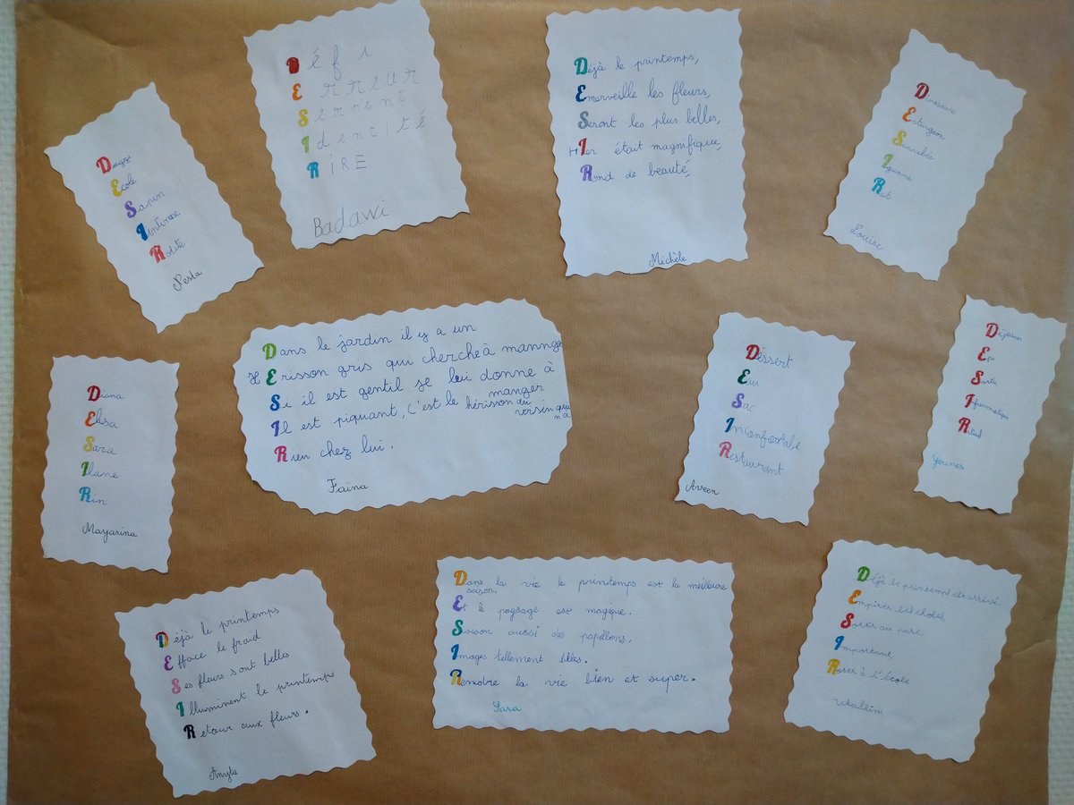 e_sireuil's tweet photo. 🌈🌟 #printempsdespoetes s'achève mais il continue dans les classes ! 🙏 à la classe de CE2 de Tony Lainé #rep Poitiers pour tous leurs partages ! Le #désir inspire🌈♥️❤️♥️💕💕💕 https://t.co/m6jbioIrP0