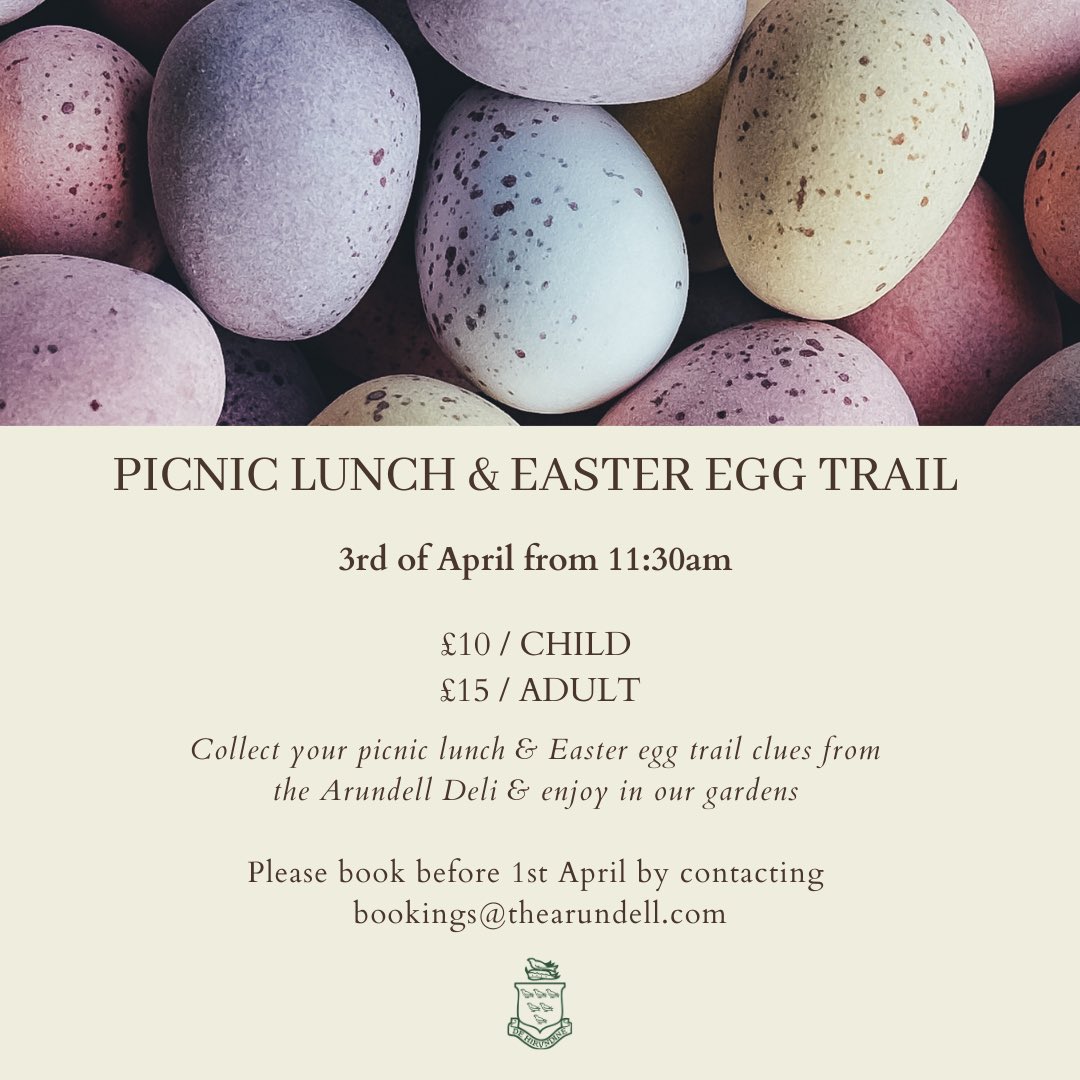 Our Easter egg trail &amp; picnic lunch. Prepared in the Arundell Deli to be enjoyed in our gardens on the 3rd of April from 11:30 am🌷