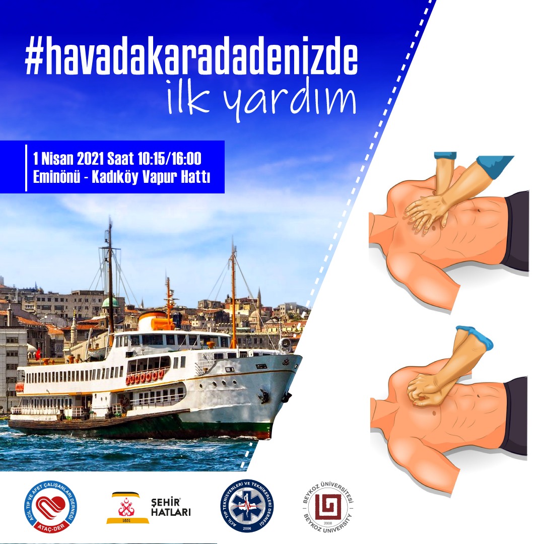 ATACDER1's tweet photo. Acil Tıp ve Afet Çalışanları Derneği(ATAÇ-DER),  Acil Tıp Teknisyenleri ve Paramedik Derneği(ATTDER), Beykoz Üniversitesi işbirliği ile 1 Nisan 2021 saat 10.15-16.00 arasındaki seferlerde vereceği eğitime yolcularında katılımı sağlanacak.
@attderorgtr @sehir_hatlari @beykozedutr https://t.co/ejkWK7MsMW