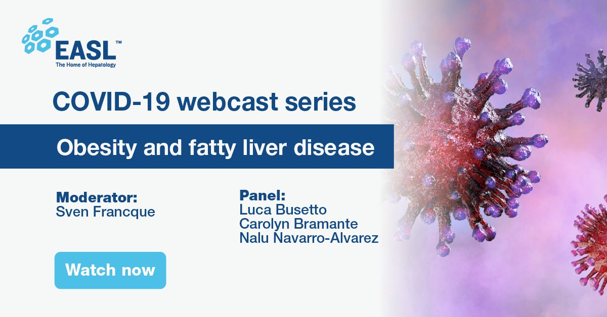 How does #COVID19 affect patients with obesity and #fattyliverdisease? 🤔

Explore this question &amp; more on the latest #EASLcampus webcast on obesity and fatty liver disease!

👉Watch it #openaccess here: bit.ly/covid-19-ep5

<a href="/NaluNavarro/">Nalu Navarro MD, PhD</a> <a href="/BramanteCarolyn/">Carolyn T. Bramante, MD, MPH</a> <a href="/busetto_luca/">Luca Busetto</a>