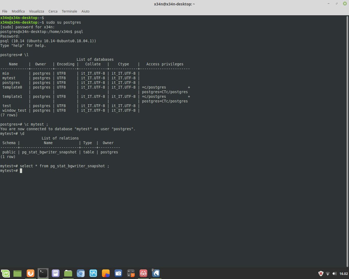 ivanonatalini68's tweet image. Postgresql Administration.

 How to stored a snapshot of statistics of the background process&apos;s activity.

#postgresql #pgsql #psql #unix #linux #windows #aws #cloud #backend #fullstack #dba #database
