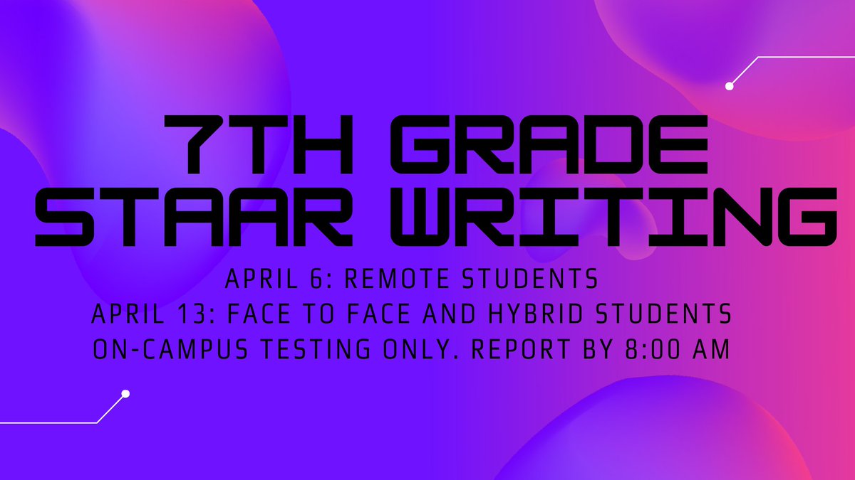 7th graders, don't forget we have #STAARTesting in April!. We got this! 💪