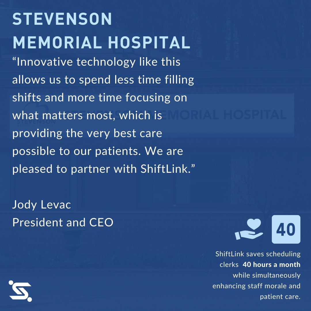 Enhancing staff morale and patient care.

That is why we do what we do.

@StevensonHosp

#innovation #fillingshifts #shiftmanagement #clientcare #partners #community #staffmorale #makeadifference
