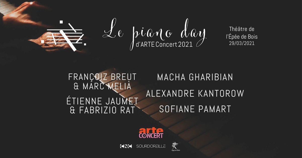 🎹 EN DIRECT 🎹
C'est parti pour une soirée Piano Day : Sofiane Pamart, Étienne Jaumet &amp; Fabrizio Rat - La Machina, Alexandre Kantorow, Françoiz Breut &amp; Marc Melià et Macha Gharibian : 2h40 de concerts pour vos doux yeux.
🎹 arte.tv/pianoday