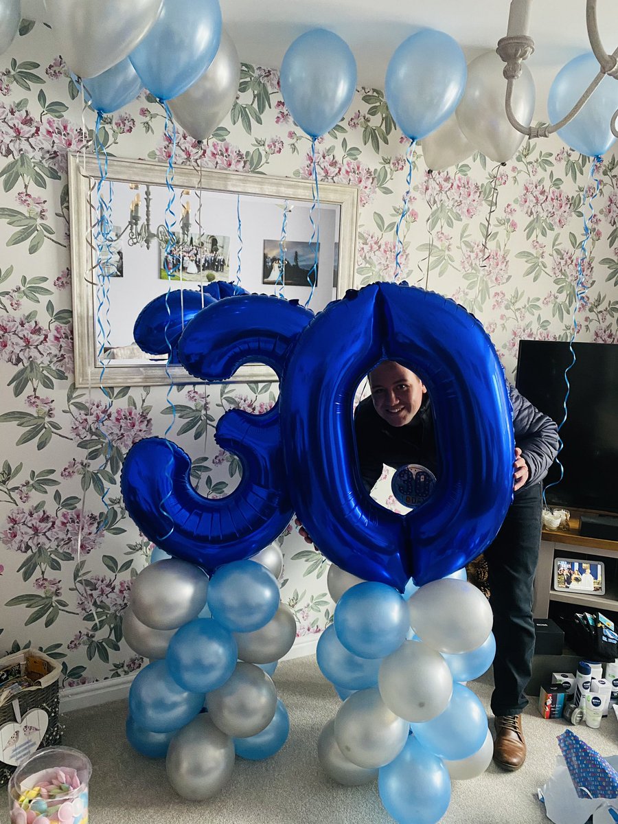 IainArmstrong91's tweet photo. The Big 30!! Despite being locked down on my birthday again my Wife give me a day to remember! Balloons/Presents and a Zoom party with Family and Friends❤️
#birthdaysurprise #30 #Zoom #Birthdaylockdown #lockdownanniversary https://t.co/vPoM7xzI3y