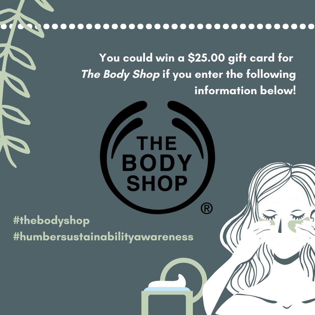 HumberSAEvent's tweet photo. ✨It’s giveaway time!!!✨

This time we’re giving away a $25 gift certificate to The Body Shop. Treat yourself to a DIY spa day🕯🧖‍♀️, or load up on those scented hand sanitizers you love 🤲🌼🌺. Head over to our Instagram to enter: https://t.co/2Q2wULBjpa https://t.co/7ccuPJPEZz