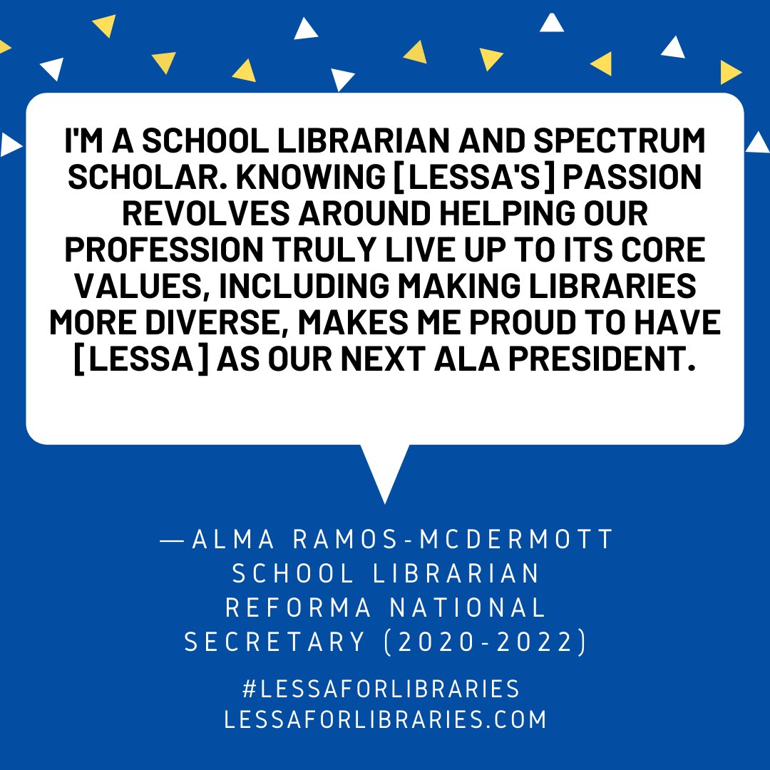 Lessa4Libraries's tweet photo. Thank you Alma Ramos-McDermott for your kind words and support! #LessaForLibraries https://t.co/L2FqY0326x