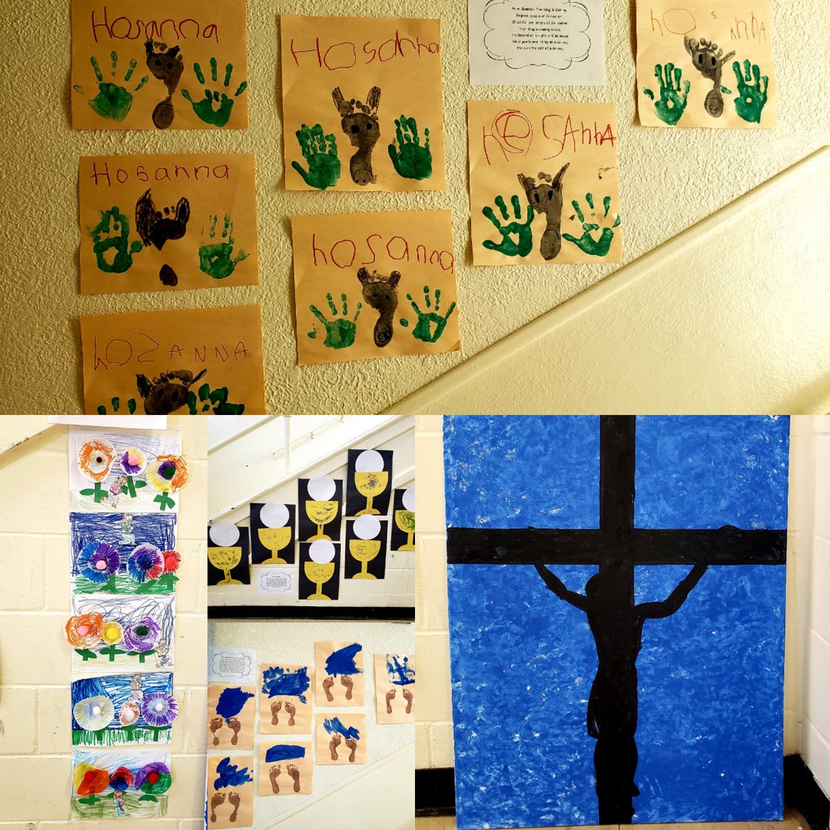 Kindergaren was responsible for creating art to represent Holy Week. We worked on representing Palm Sunday, Holy Thursday and Good Friday. Creating these pieces helped consolidate our learning about the Easter story. So proud of our kinder crew! <a href="/alcdsb_cart/">St. Carthagh Catholic School</a>